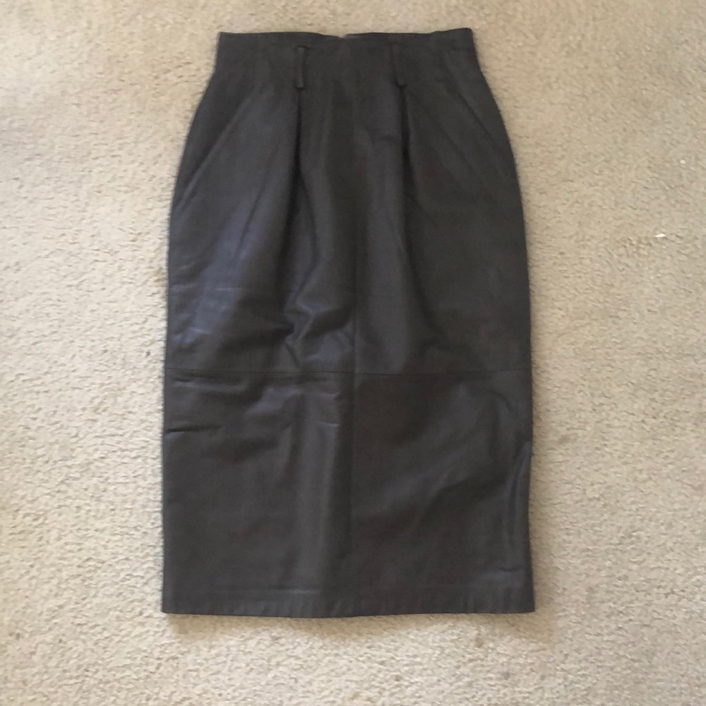 100% LEATHER MIDI SKIRT